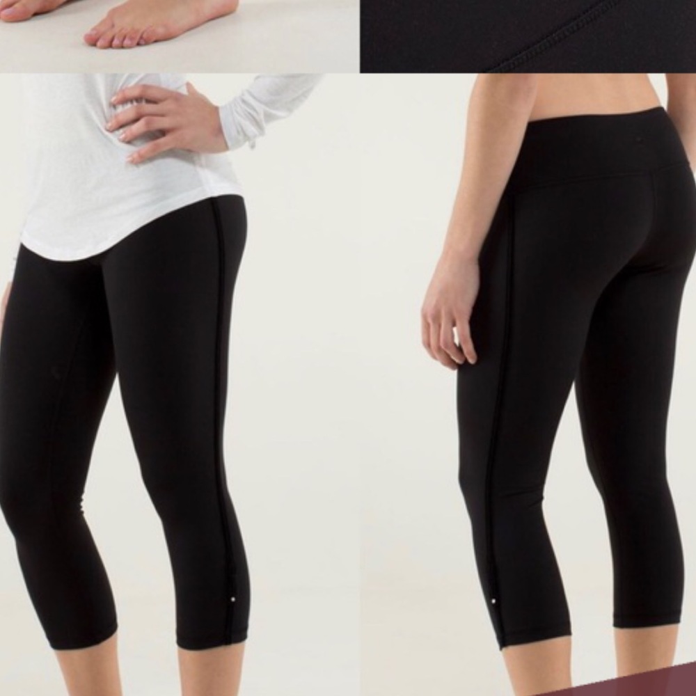 Black Lululemon Wunder Under Crop Bow Velvet 4